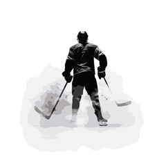 silhouette of a hockey player from behind during game action