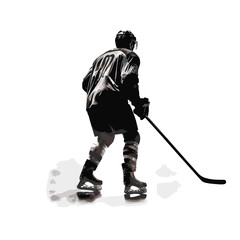 silhouette of hockey player on the ice
