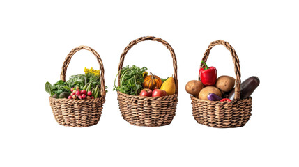 Fototapeta na wymiar Composition with fruits and vegetables in a wicker basket