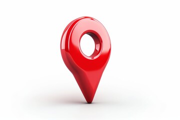 Realistic 3D icon Red glossy GPS pointer for location marking Isolated geo tag on white background