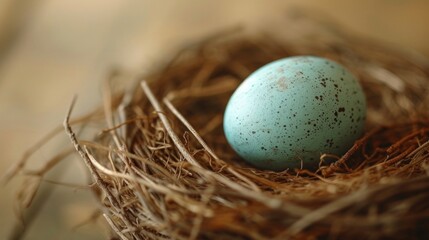 Naklejka na ściany i meble a robin's egg lying in a nest, symbolizing new beginnings and spring