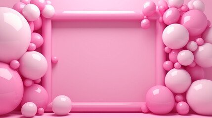 Elegant rose pink balloon and golden ribbon Happy Birthday celebration card banner template background