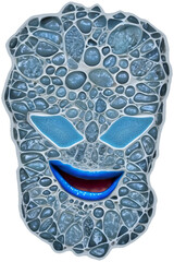 Stone face staring with open mouth in surprise