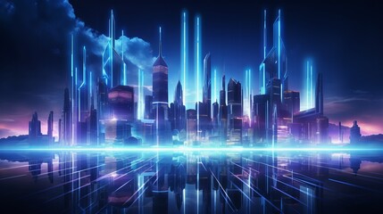 Lively urban scene showcasing neon-lit skyscrapers and futuristic technology, symbolizing the energy and innovation of modern city life.