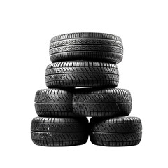 Fototapeta na wymiar A stack of car tires. Isolated on transparent background.