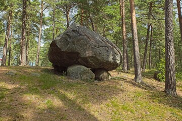 Ramunder boulder is a rock deposited in ice age when ice melted, Tammisaari, Finland.