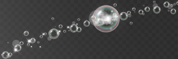 Air bubbles.Soap foam vector illustration on a transparent background.	
