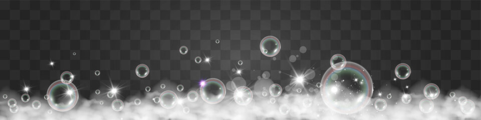 Air bubbles.Soap foam vector illustration on a transparent background.	
 - obrazy, fototapety, plakaty