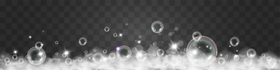 Foto op Plexiglas Air bubbles.Soap foam vector illustration on a transparent background.   © Olga