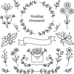 Set of hand drawn of wedding ornaments collection