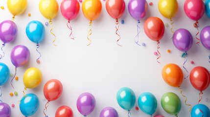 Colorful balloons on a white background, perfect for birthday parties and celebrations