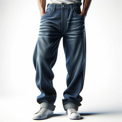 Men's jeans. Man in blue jeans