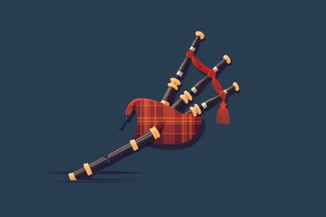 Red Bagpipe With a Red Scarf - obrazy, fototapety, plakaty