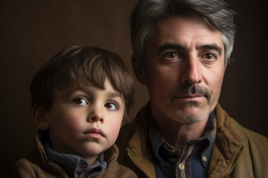 portrait of a young boy and his father