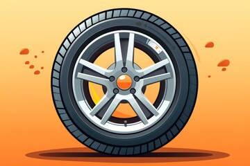 Obraz premium Car Tire With Bright Orange Background