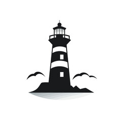 Black simple lighthouse logo element on white background Generative Ai