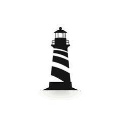 Black simple lighthouse logo element on white background Generative Ai