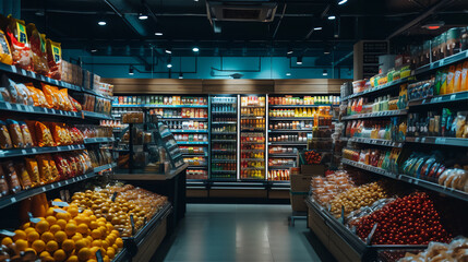 Aisle of Choices: Snacks Galore in Modern Grocery Store - obrazy, fototapety, plakaty