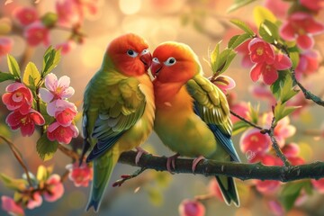 two parrots on a branch