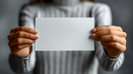 Naklejka premium person holding empty blank white paper