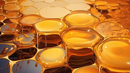 Honeycomb's golden allure: Aesthetic appeal in nature's design.