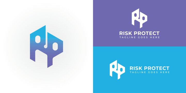 Abstract initial letter RP or PR logo in gradient blue color isolated in white background applied for risk analytics platform logo also suitable for the brands or companies have initial name PR or RP.