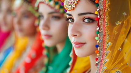 Obraz premium Eye-catching photographs of participants dressed in traditional Indian attire adorned