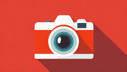 Camera Flat Design - Image for Logo usage or Icon - Simplified representation of Camera on Flat Surface