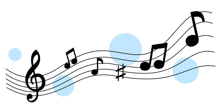 Sheet music on a white background. Doodle. Music