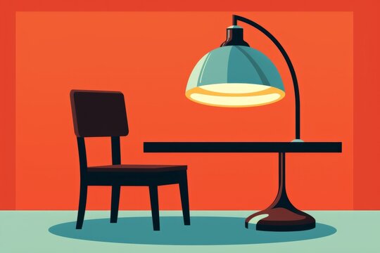 A Chair and a Table With a Lamp