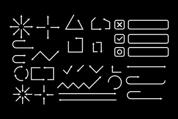 Collection hand drawn arrows. Set simple arrows isolated on white background. Arrow mark icons. Arrow paint - stock vector.