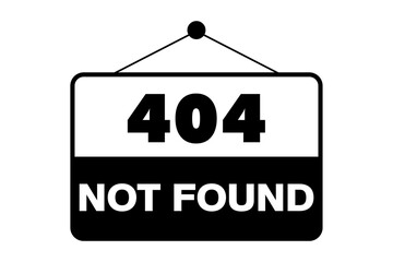 404 Not found page design in black & white colors in a clean simple style. Used as a template for concepts like missing or broken link, error message, invalid URL, hidden or deleted website content. - obrazy, fototapety, plakaty