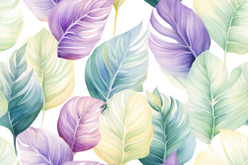 Colorful leaves seamless pattern, background
