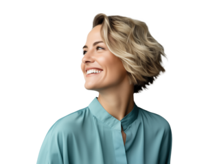 portrait of smiling woman looking away