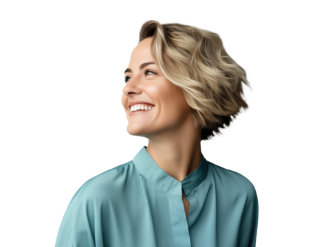 portrait of smiling woman looking away