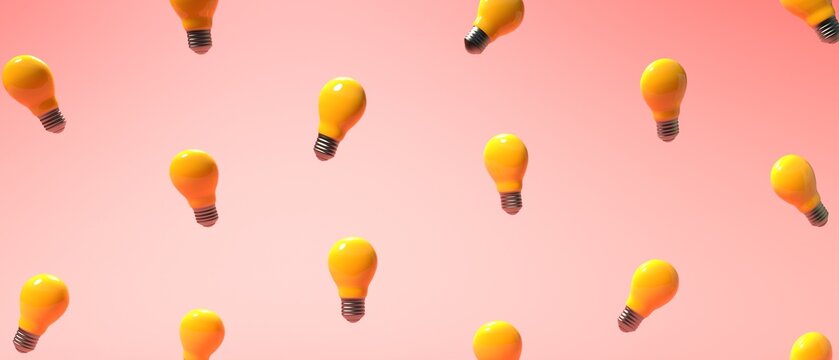 Idea light bulb pattern on a colored background - 3D render