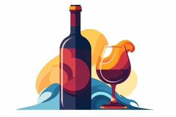 A Bottle of Wine and a Glass of Wine