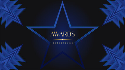 Dark blue golden royal awards graphics background. Lines growing elegant shine spark. Luxury premium corporate abstract design template.