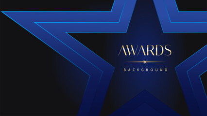 Dark blue golden royal awards graphics background. Lines growing elegant shine spark. Luxury premium corporate abstract design template.