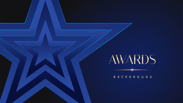 Dark blue golden royal awards graphics background. Lines growing elegant shine spark. Luxury premium corporate abstract design template.