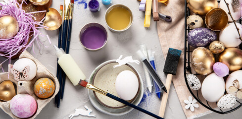 Family with kids preparing for Easter.