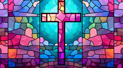 Stained glass church windows set outline illustration. Artwork ornamental religious interior frame cross . Art mosaic medieval design - obrazy, fototapety, plakaty
