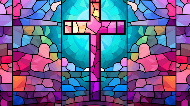 Stained glass church windows set outline illustration. Artwork ornamental religious interior frame cross . Art mosaic medieval design