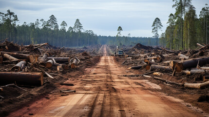 Deforestation environmental problem, rain forest destroyed - 731569328