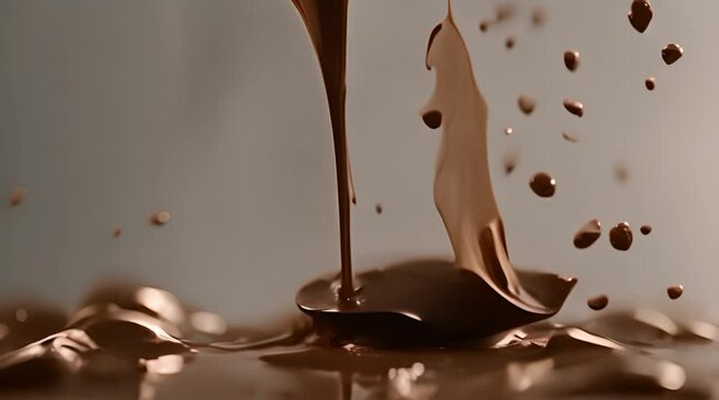 Super Slow Motion Shot of Chocolate Splash Flying Towards Camera Isolated on Black