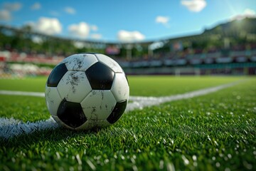 Fototapeta premium Soccer stadium prepares for penalty kick.