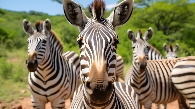 Photo of a herd of zebras in the National Park.