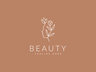 woman flower logo vector illustration. beauty salon spa logo template