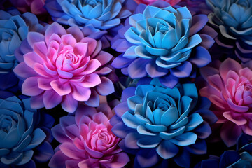Pink blue succulents close up
Generation AI