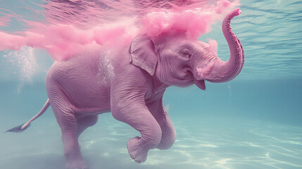 Dive into Joy pink Elephant's Underwater Escapade